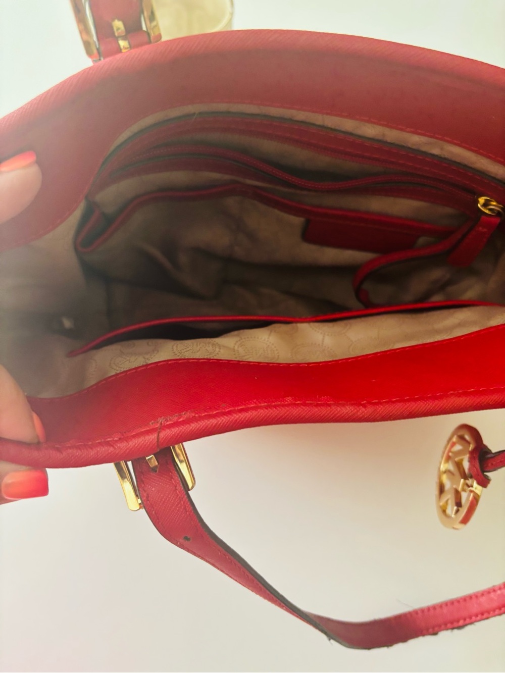 Michael Kors Red Tote with Gold Hardware - Picture 5 of 13